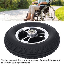 FLEXMAN 7 Inch Wheelchair Wheel Replacement, Anti Slip Wear Resistant PU Tires, No Inflation Required Solid Wheel, Alloy Steel WheelHub, Replacement Casters for Electric Wheelchai