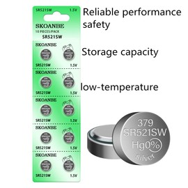 SKOANBE 10PCS SR521SW AG0 LR521 379 1.5v Button Coin Cell Watch Battery