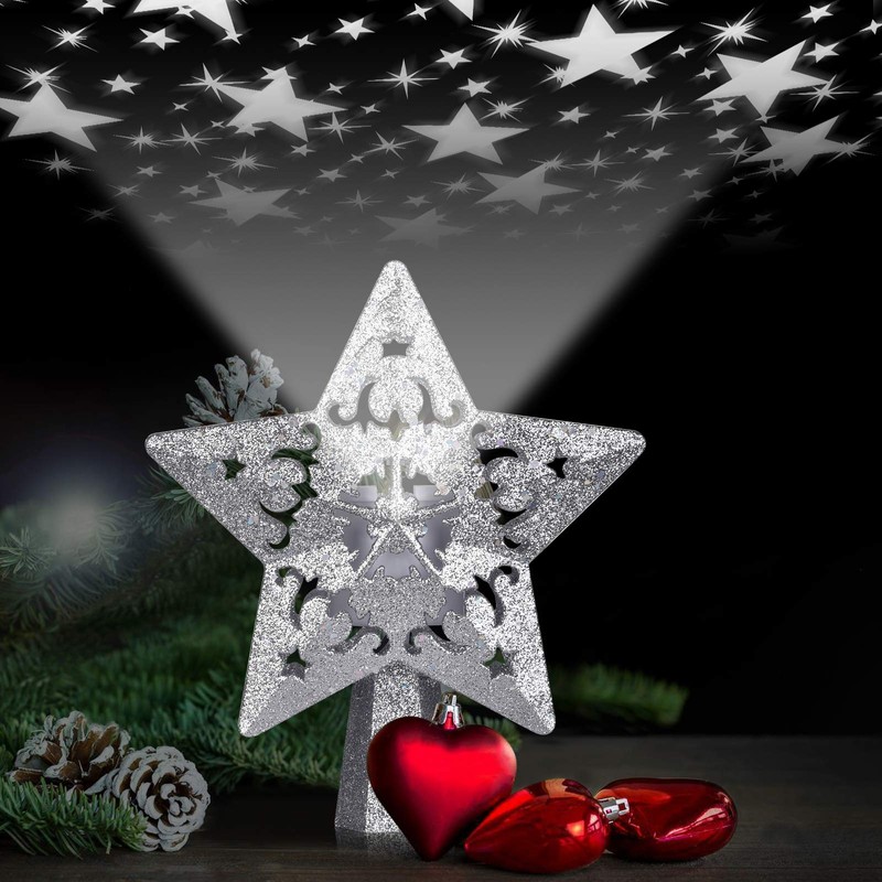 Christmas Tree Topper Lighted Projector for Christmas Tree Decorations Ornaments,