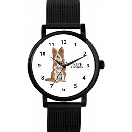 Toff London Brown Border Collie Dog Watch, White, TLWS-105044