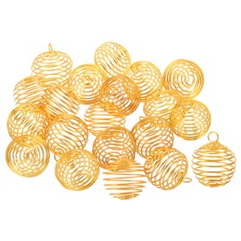 PATIKIL Espiral Cuenta Jaulas Colgante, 20 Piezas 14x15 mm Acero inoxidable Resorte Piedra Soporte Collar Jaula Colgantes para Joyería Fabricación Artesanía, Dorado Tono