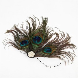 Lovfingu Fascinator Peacock Feather Hair Clips Flapper Headband 20's Accessories Hairband for Women 05-New Green