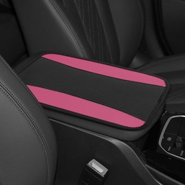 Hovom Car Center Console Cover, 12.72"×7.15" Leather Armrest Cover for Cars, Stylish Auto Armrest Cushion Pad, Anti-Scratch Vehicle Arm Rest Protector, Universal Interior Car Accessories (Pink)