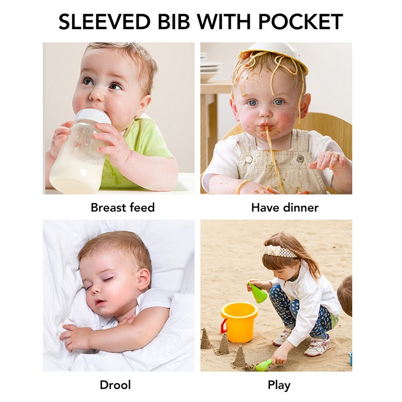 Infant Long Sleeve Bib Waterproof Cute Toddler Soft Sleeved Bib