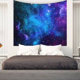 Apdidl Galaxy Tapestry for Bedroom Aesthetic Space Blue Night Starry Sky Stars Universe Tapestry Mysterious Nebula Wall Hanging Backdrop Room Decor for Bedroom Living Room (60'' x 79'')