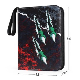 VEELAM 4 Pocket Card Binder, 3-Ring Trading Card Binder with Zipper for 400 Cards Collection