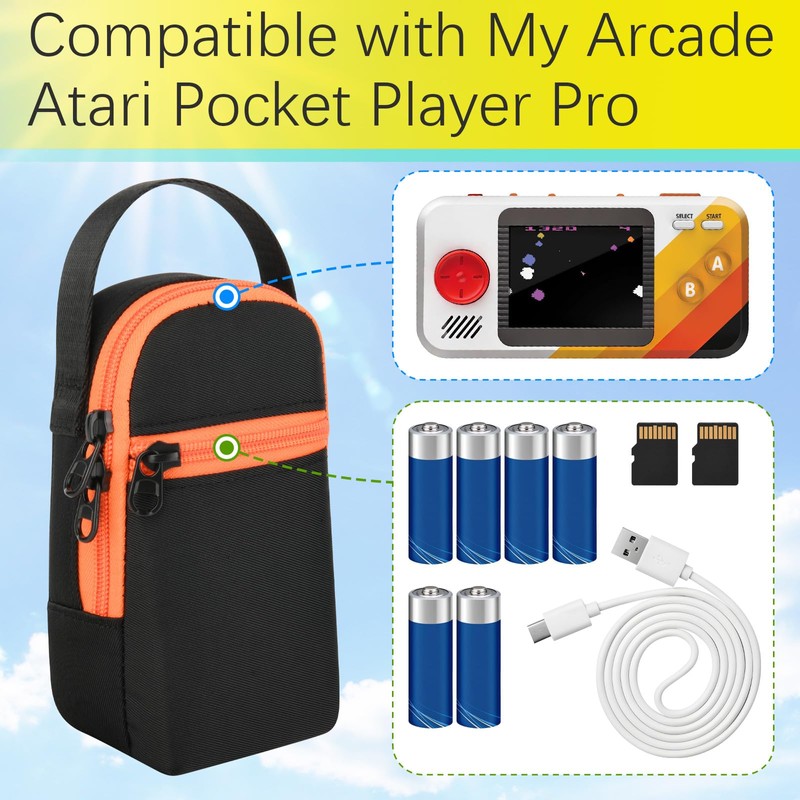Portable Travel Case for My Arcade Atari Pocket Player Pro,