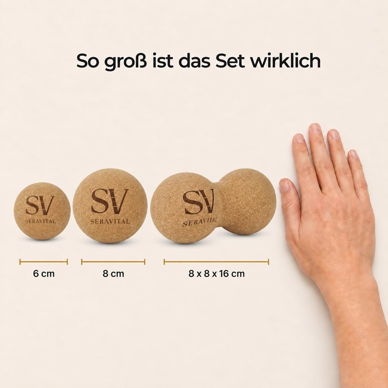 SeraVital Fascia Ball Set Cork: Massage Ball 6/8 cm and