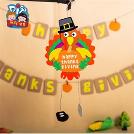 Turkey Craft Kits Thanksgiving & Autumn |Thankful Turkey Making Kit |DIY Festive Fall Thanksgiving Party Game |Door Hanging Ornament Decoration Supplies for Kids and Adults (5 Set Hanging)