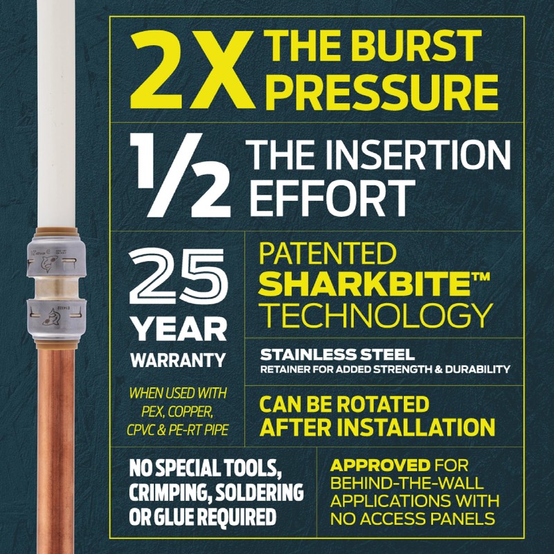 SharkBite Max Dual Shut Off Quarter-Turn Brass Ball Valve, 1/2