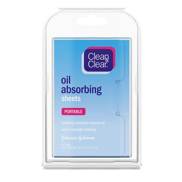 Clean & Clear Oil Absorbing Facial Sheets, Portable Blotting Papers for Face and Nose, Blotting Sheets for Oily Skin to Instantly Remove Excess Oil and Shine, Absorbing Blotting Papers, 50 ct (Pack of 4)