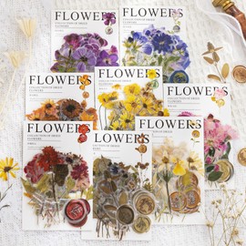 Floral Botanical Journaling Stickers 320 Pieces Pressed Flower Resin Decals Dried Flowers Scrapbooking Stickers for Junk Journal Bullet Journal Planner Card Making