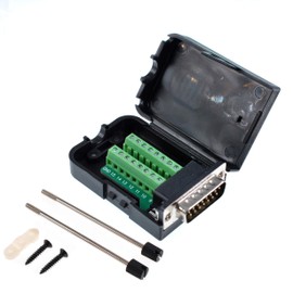 Oiyagai DB15 Male 15Pin Breakout Board Adapter with Case, Screw Terminal Connector for Signal Test and Wiring (Male-Bolt)
