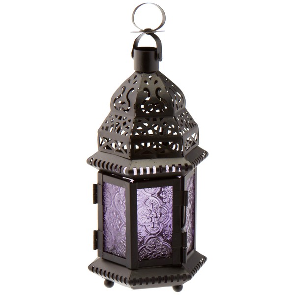 Accent Plus 10016122 Purple Moroccan Style Lantern, Multicolor