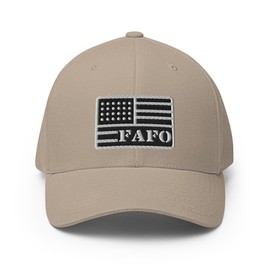RIVEMUG FX FAFO USA Flag Fitted Hat Embroidered Curved Bill Mid Crown Closed-Back Structured Twill Cap