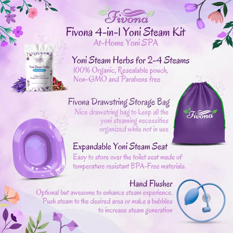 Fivona Yoni Steam Kit 4-in-1 Seat with Hand Pump, Bag