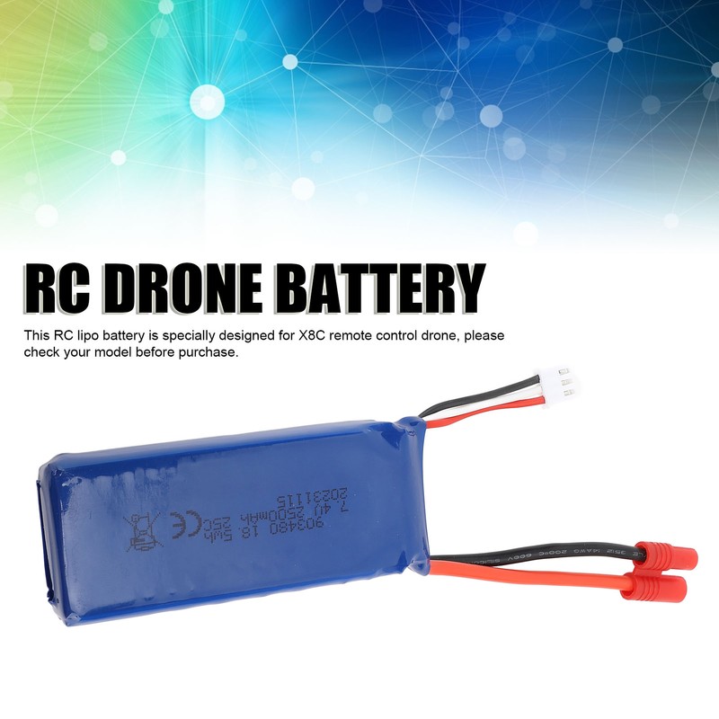 RC Drone Lipo Battery 7.4V 2500mAh Overcharge Prevent Short Circuit