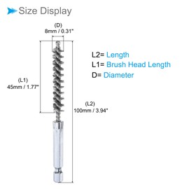 CoCud Bore Brush, 8mm Dia 4 Inch Length, 304 Stainless Steel Cleaning Wire Brushes with 1/4 Inch Hex Shank - (Applications: for Power Drill, Die Grinder)