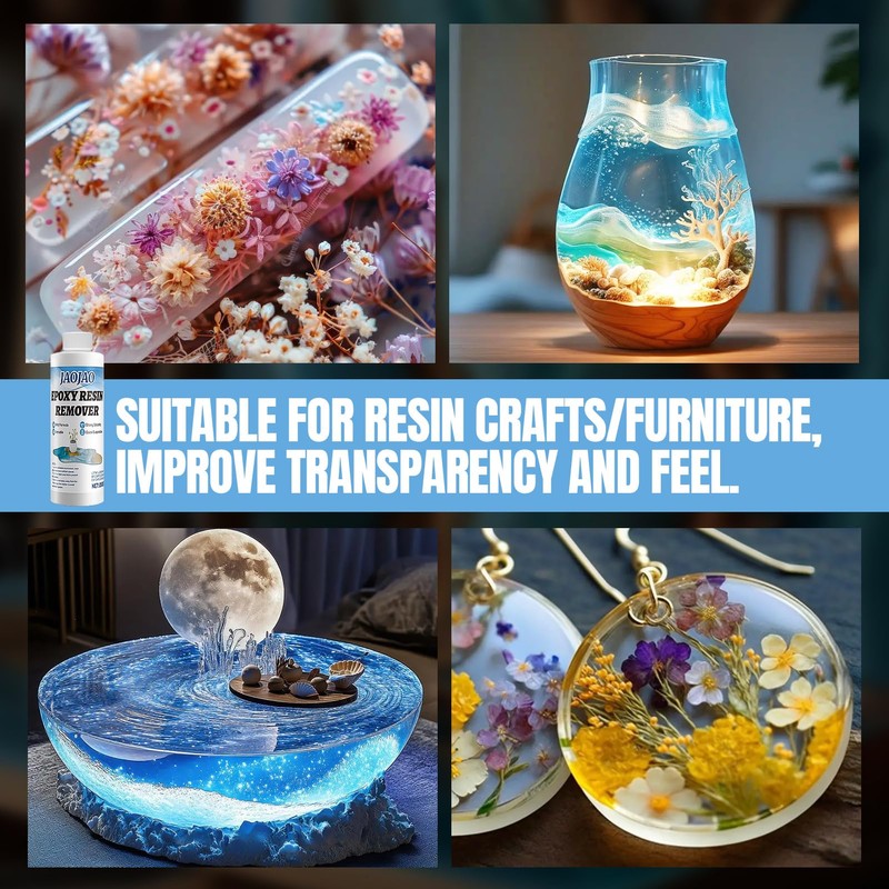 JAOJAO Resin Cleaner, Epoxy Remover Quick Dissolving Remove Uncured Resin