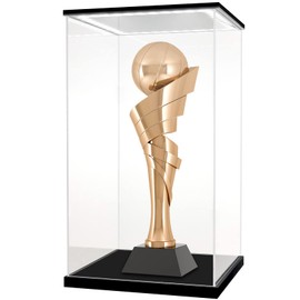 LANSCOERY Clear Acrylic Display Case with White and Warm LED Light, Showcase and Display Box, Dustproof with UV Protection, Perfect for Figures Collectibles - 7.9x7.9x13.8inch