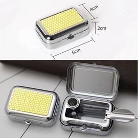 Upgrade Portable Ashtray, VOVCIG Pocket Ashtray Windproof Ashtray with Lid Stainless Steel Car Ash Tray for Car Outdoor Cigars (Yellow)