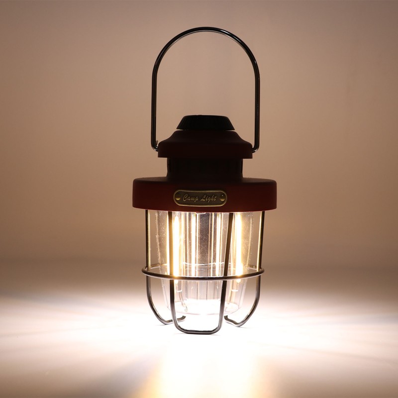 Retro LED Camping Lantern Portable Multifunctional Rechargeable Tent Light for