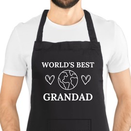 Second Ave Men's World's Best Grandad Black Apron BBQ Grill Cooking Kitchen Apron