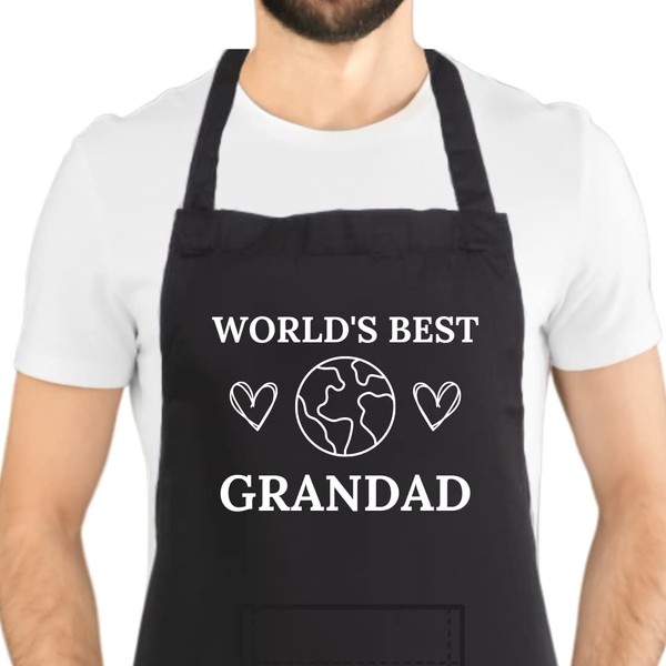 Second Ave Men's World's Best Grandad Black Apron BBQ Grill Cooking Kitchen Apron