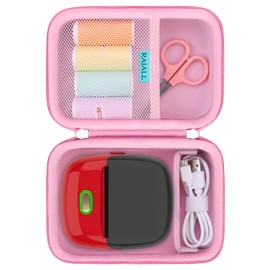 RAIALL Case for ORGSTA S002 Sticker Printer, Travel Bag for Mini Printer Portable Thermal Sticker Printer Label Maker, Label Printer Study Printer Storage Holder for Thermal Paper and Cable, Pink
