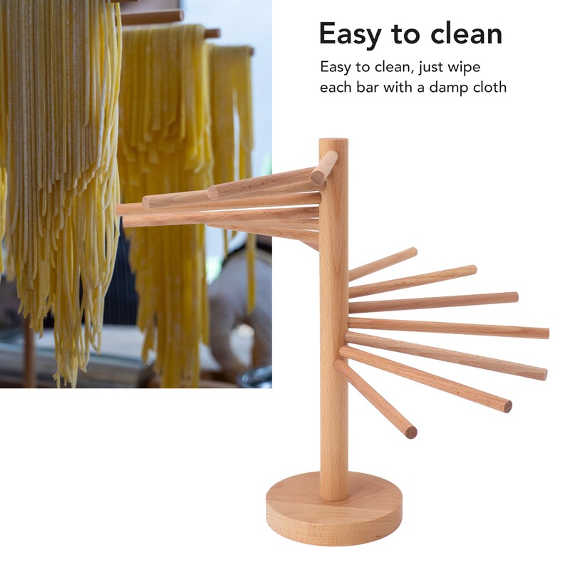 Collapsible Pasta Drying Rack 18 Bars Wooden Spaghetti Stand Dryer