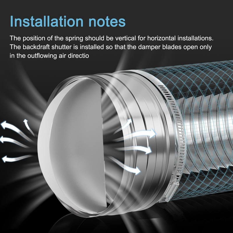 [Upgraded] Hon&Guan Duct Damper 4 inch, Backdraft Damper One-Way Airflow