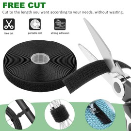 Moyisea Hook and Loop Straps with 30 Buckles, Adjustable Cable Straps, Free Cut Length, Reusable Nylon Securing Cord Ties for Organizer or Storage (0.8''x20ft)