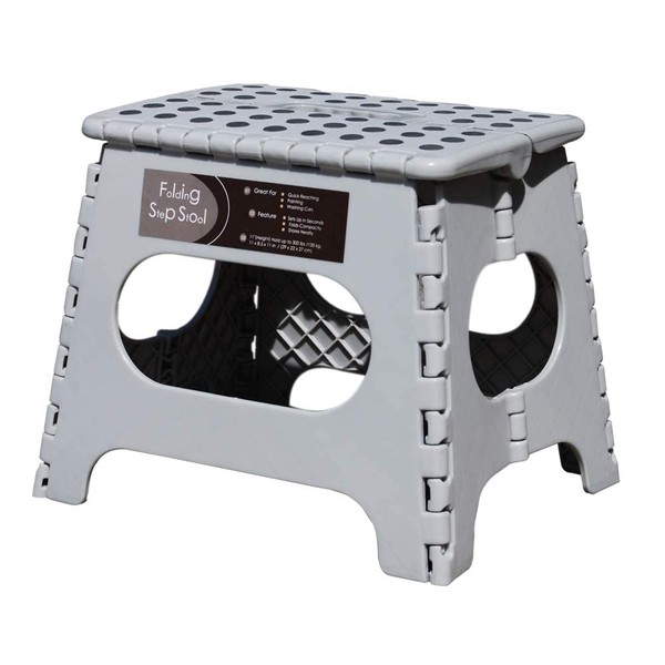 Non-Slip Folding Step Stool Gray, Sturdy Safe Enough - Holds