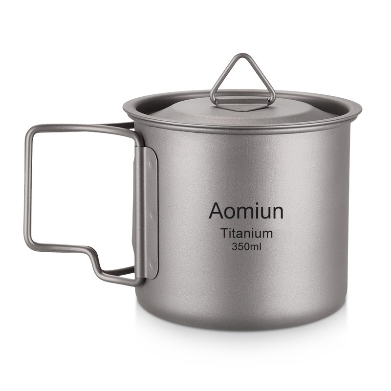Aomiun Ultralight Titanium Cup Outdoor Portable 2PCS Cup Set 350ml