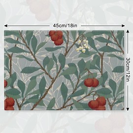 William Morris Placemats Vintage Floral Table Mats 12 x 18 Inch Retro Flower Kitchen Place Mats for Party Home Dining Table Decoration, Set of 6