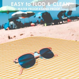 Picnic Beach Blanket Extra Large, XL Sandproof Waterproof Outdoor Camping Blankets 80x60in, Sand Free Oversized Mat, Quick Drying Portable Mats for Travel, Hiking, Music Festival, Lawn-Yellow