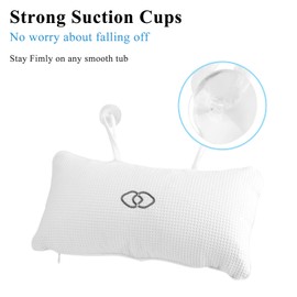 Spa Pillow Bathtub Pillow Head/Neck Support Inner Inflatable PVC Bag with Two Suction Cups, Bath Pillow Bath Rest Accessories