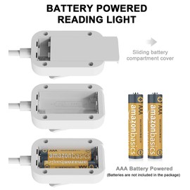 COOLACC Book Reading Light Adjustable Brightness, 3 Color Temperatures AAA Battery Powered 360° Rotatable Lightweight Flexible Clip on Light for Book Lovers