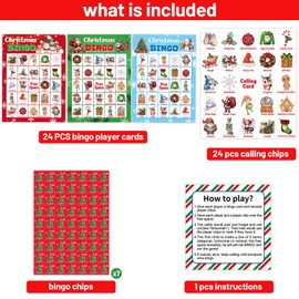 ceiba tree Merry Christmas Bingo Game for Kids Adults Large Group 24 Players Xmas Winter Holiday Bingo Family Activities Party Games Party Favors Party Supplies