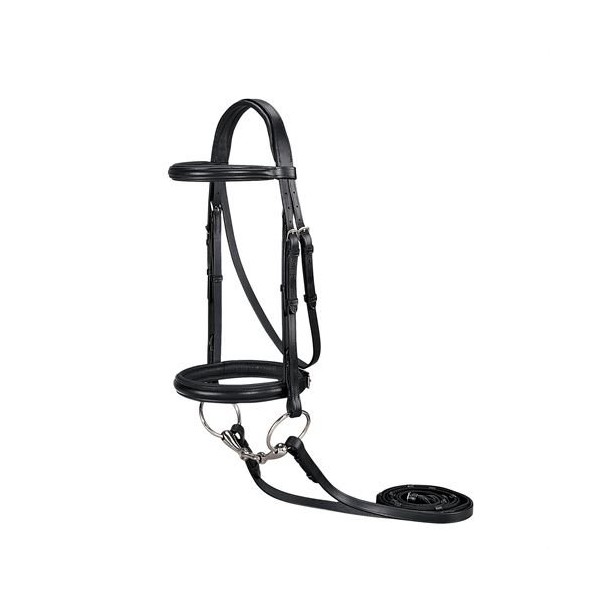 Dover Saddlery Suffolk Single Crown Classic Dressage Bridle- Black, Horse Size