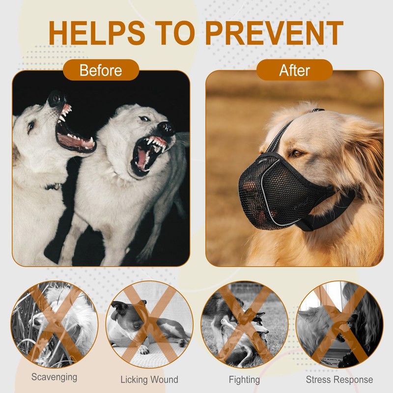 Arblina Dog Muzzle, Soft Mesh Muzzle for Large Small Medium