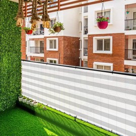 Goleray 3'x25' Privacy Screen Balcony Covers for Apartments Patio Fence Panels for Railing, UV Protection Outdoor Temporary Fencing for Deck Porch Garden, Gray White