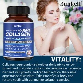 Cápsulas De Colágeno Marino Bunkell 2400 Mg Con Biotina                                                                                               