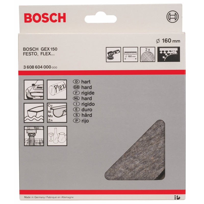 Bosch 3608604000 Polishing Felt 6.3 inches (160 mm) Diameter Hard