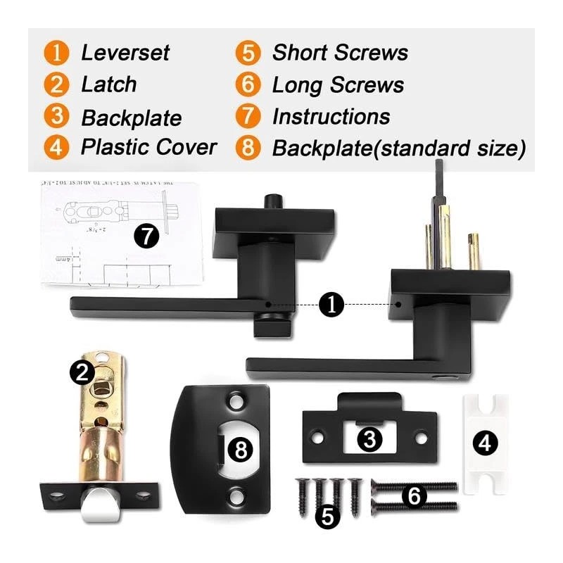 Probrico Matte Black Privacy Door Lever Lock Easy Install Bathroom