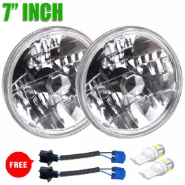 CHUSYYRAY Pair 7 inch Round LED Headlights HILo Beam For Freightliner Coronado 2001-2016++