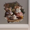 Tea Time Mice Mouse Hole Wall Decal with 3D Effect