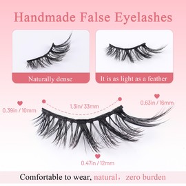 NALEESHIRE False Eyelashes Cat Eye Wispy Faux Mink Lashes Pack Fluffy Short Natural Fake Lashes 7 Pairs Multipack (NS-003)