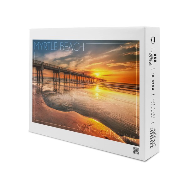 Myrtle Beach, South Carolina, Pier and Sunset (1000 Piece Puzzle, Size 19x27, Challenging Jigsaw Puzzle for Adults and Family, Made in USA)
