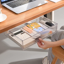 Cajón Debajo del Escritorio, Organizador de Cajones Autoadhesivo para Debajo del Escritorio, cajón autoadhesivo oculto, Fácil de Instalar Debajo de la Mesa, trabajo para accesorios oficina en casa